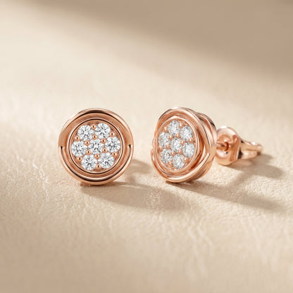 Round Cut Lab Grown Diamond Stud Earrings in Rose Gold