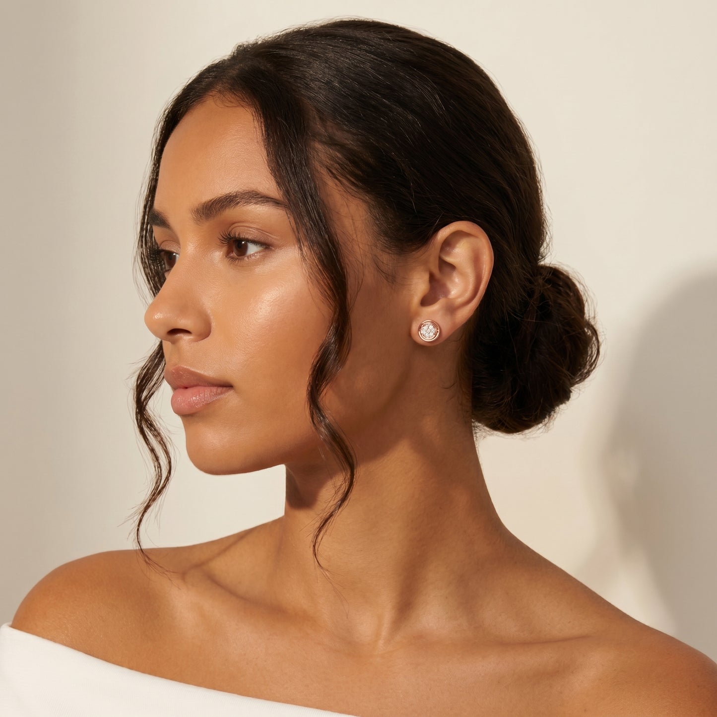 Round Cut Lab Grown Diamond Stud Earrings in Rose Gold