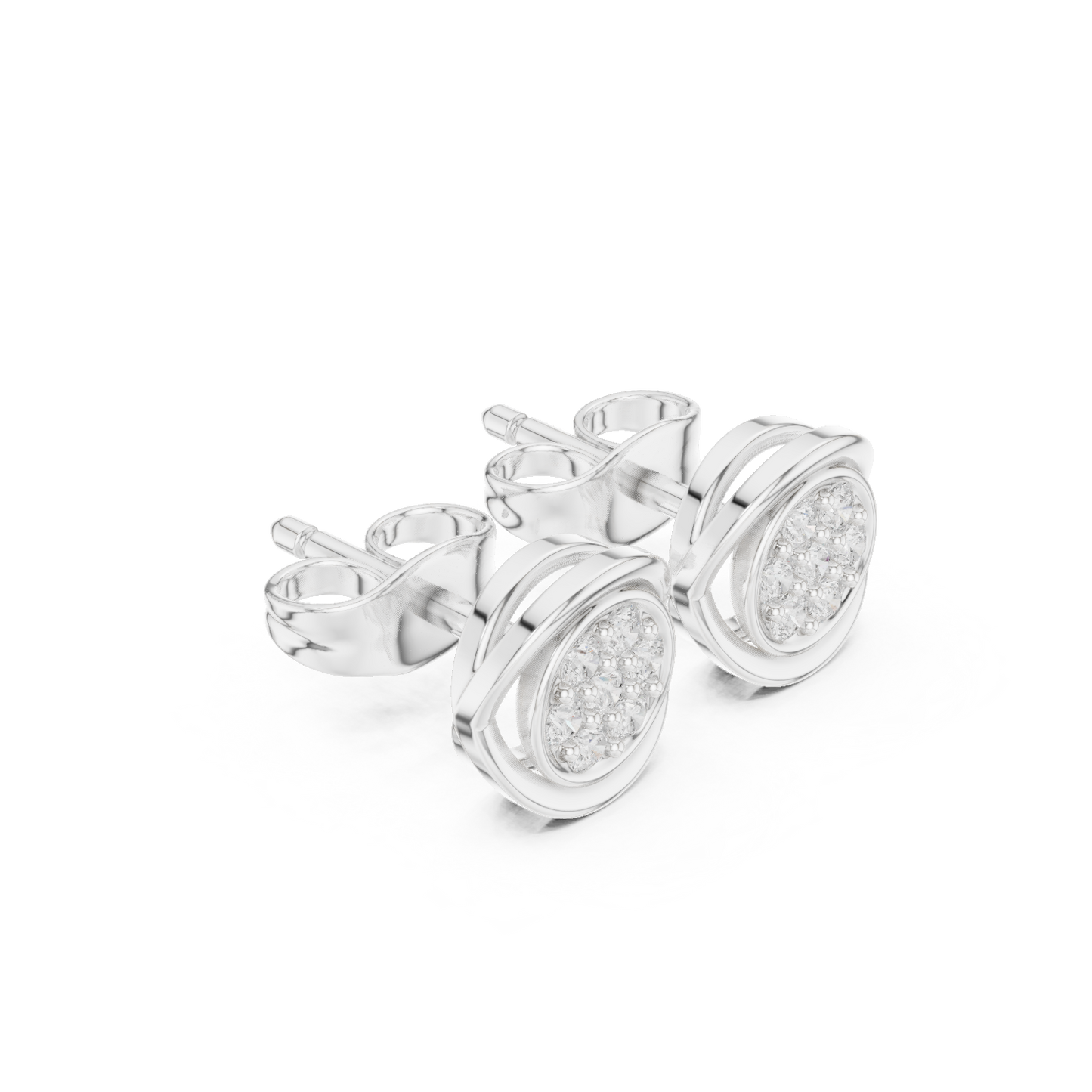Round Cut Lab Grown Diamond Stud Earrings in White Gold