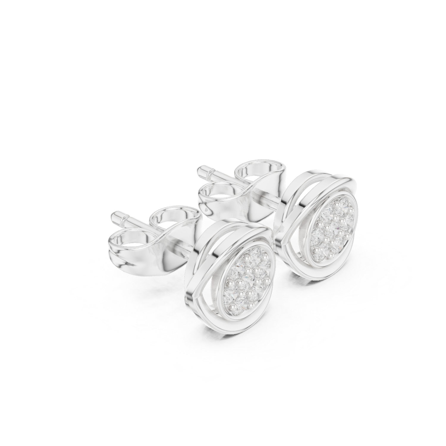 Round Cut Lab Grown Diamond Stud Earrings in Silver