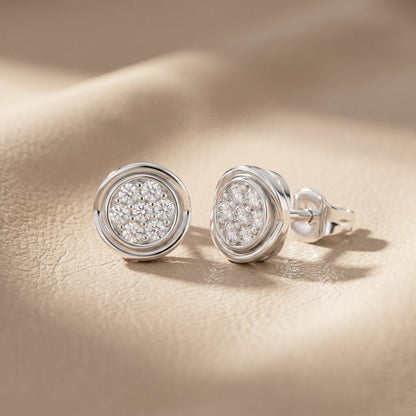 Round Cut Lab Grown Diamond Stud Earrings in White Gold