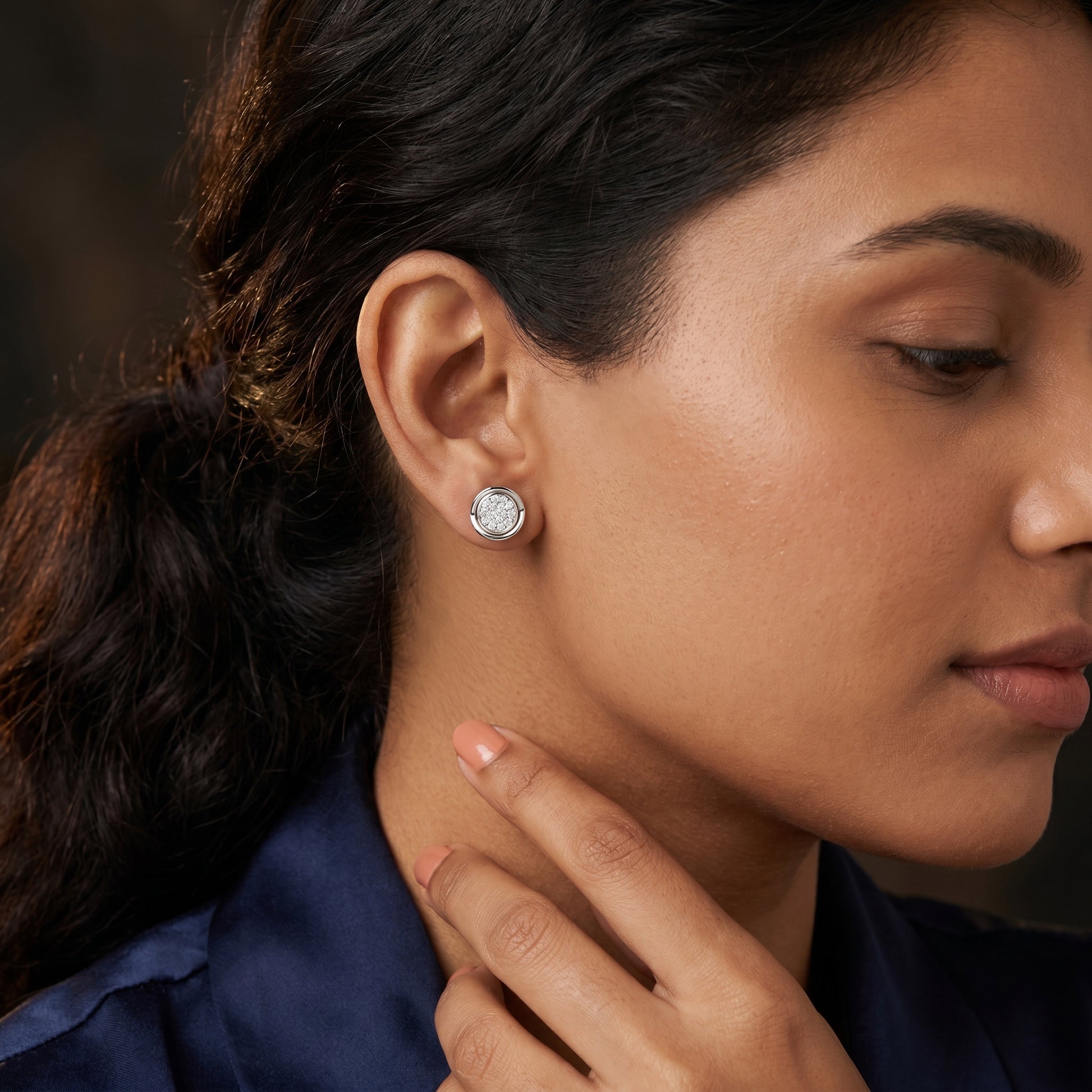 Round Cut Lab Grown Diamond Stud Earrings in White Gold
