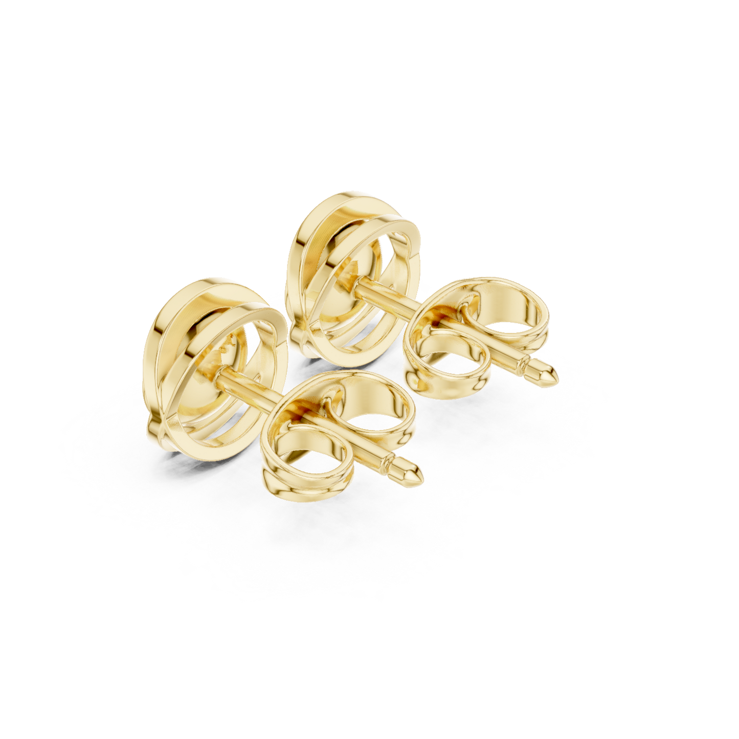 Round Cut Lab Grown Diamond Stud Earrings in Yellow Gold