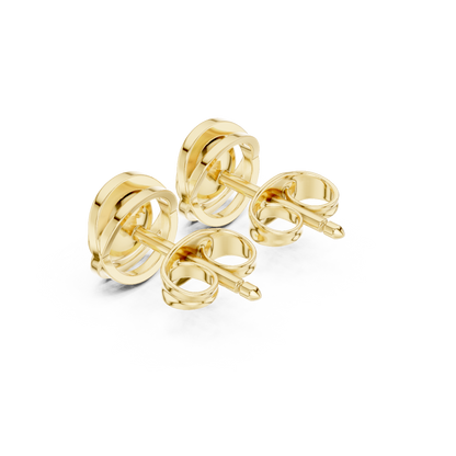 Round Cut Lab Grown Diamond Stud Earrings in Yellow Gold