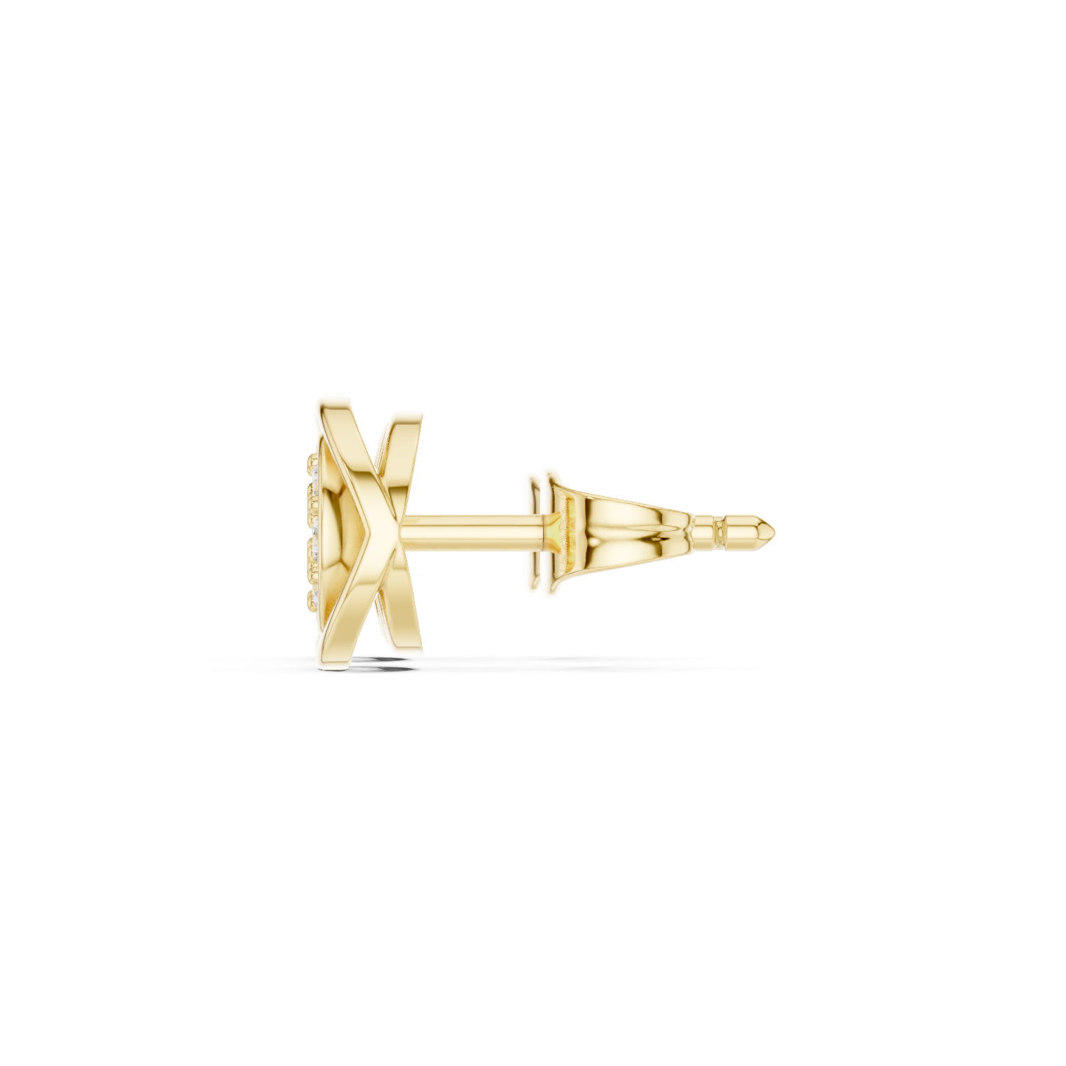 Round Cut Lab Grown Diamond Stud Earrings in Yellow Gold