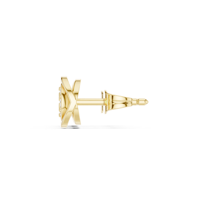 Round Cut Lab Grown Diamond Stud Earrings in Yellow Gold