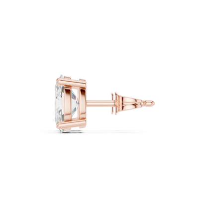 Oval Cut Lab Grown Diamond Stud Earrings in Rose Gold