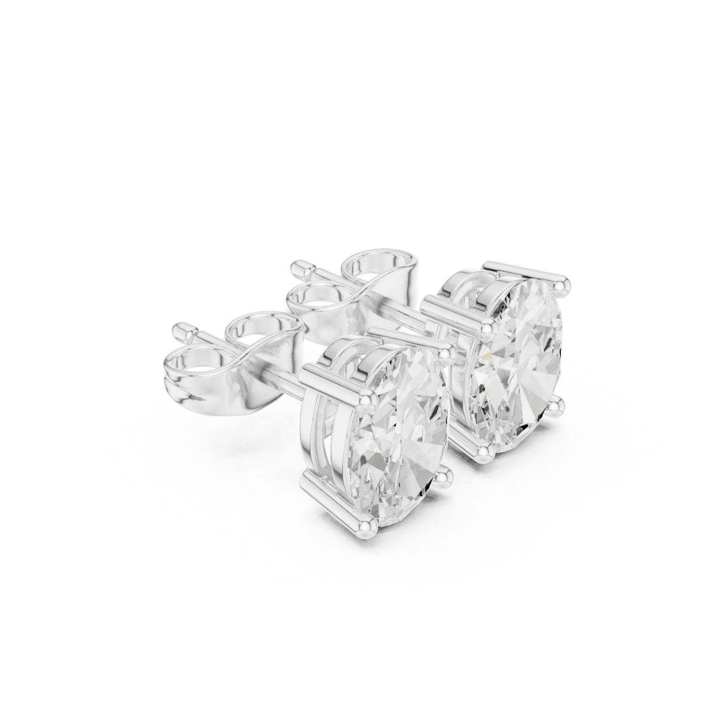 Oval Cut Lab Grown Diamond Stud Earrings in White Gold