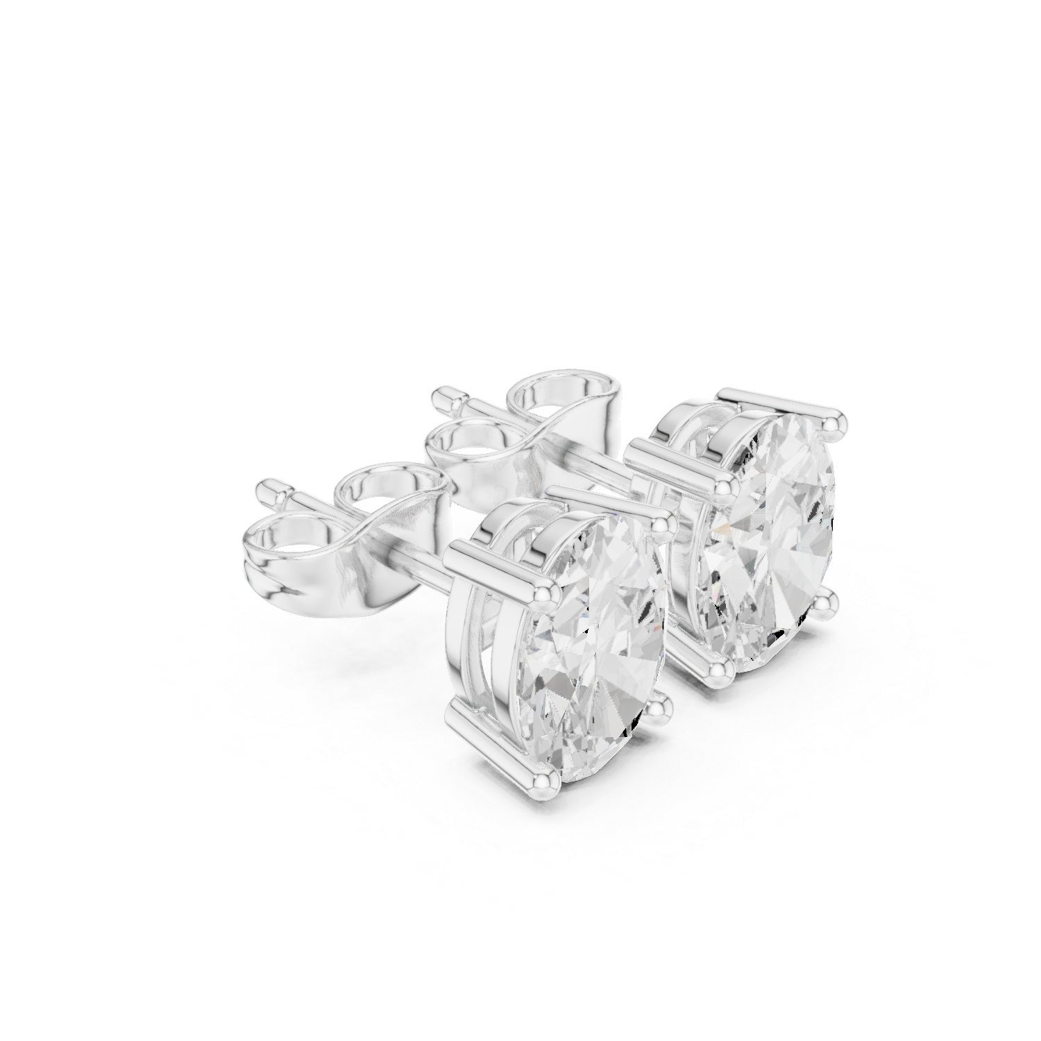 Oval Cut Lab Grown Diamond Stud Earrings in Platinum