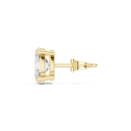 Oval Cut Lab Grown Diamond Stud Earrings in Yellow Gold