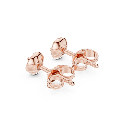 Round Cut Lab Grown Diamond Stud Earrings in Rose Gold