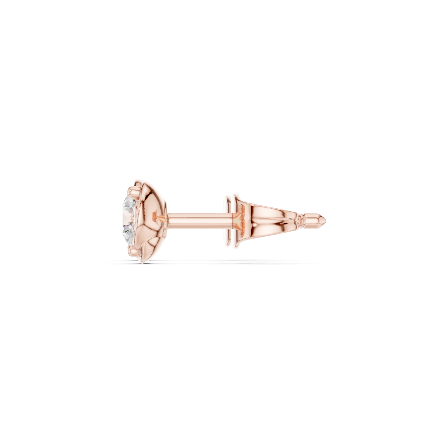 Round Cut Lab Grown Diamond Stud Earrings in Rose Gold