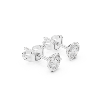 Round Cut Lab Grown Diamond Stud Earrings in White Gold
