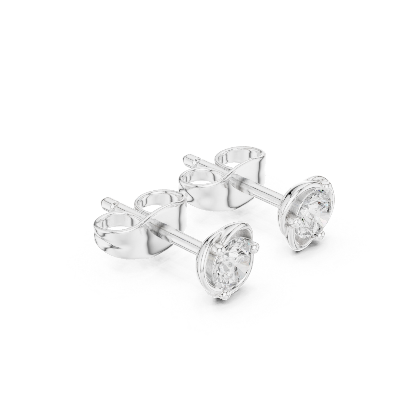 Round Cut Lab Grown Diamond Stud Earrings in Platinum