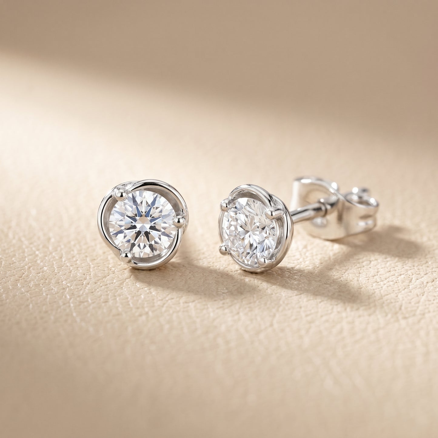 Round Cut Lab Grown Diamond Stud Earrings in Platinum
