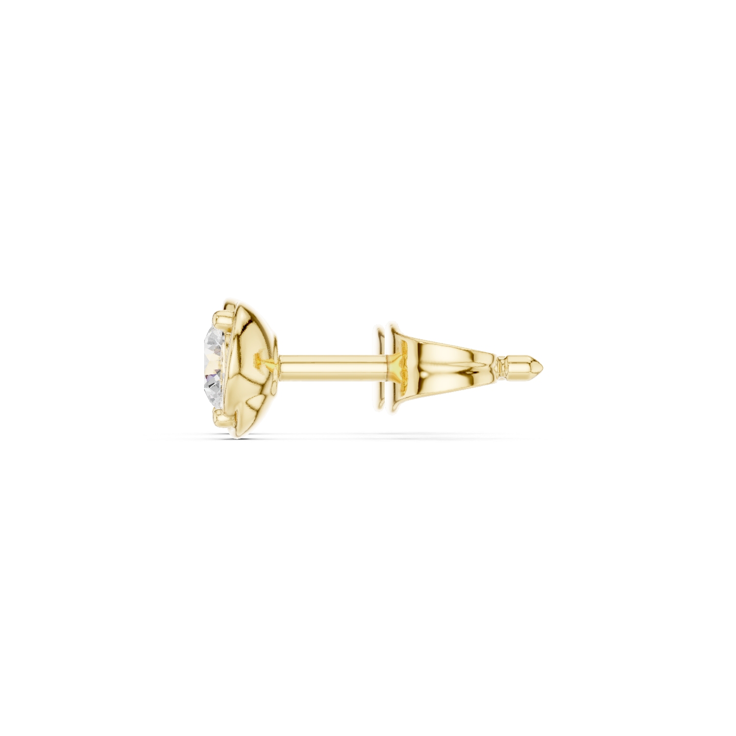 Round Cut Lab Grown Diamond Stud Earrings in Yellow Gold