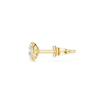 Round Cut Lab Grown Diamond Stud Earrings in Yellow Gold