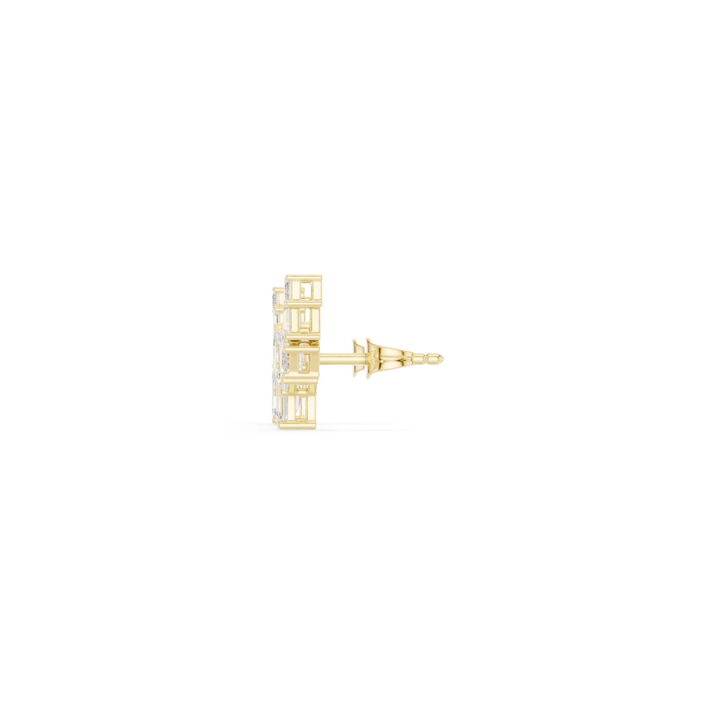 Emerald Cut Lab Grown Diamond Climber Earrings in Yellow Gold