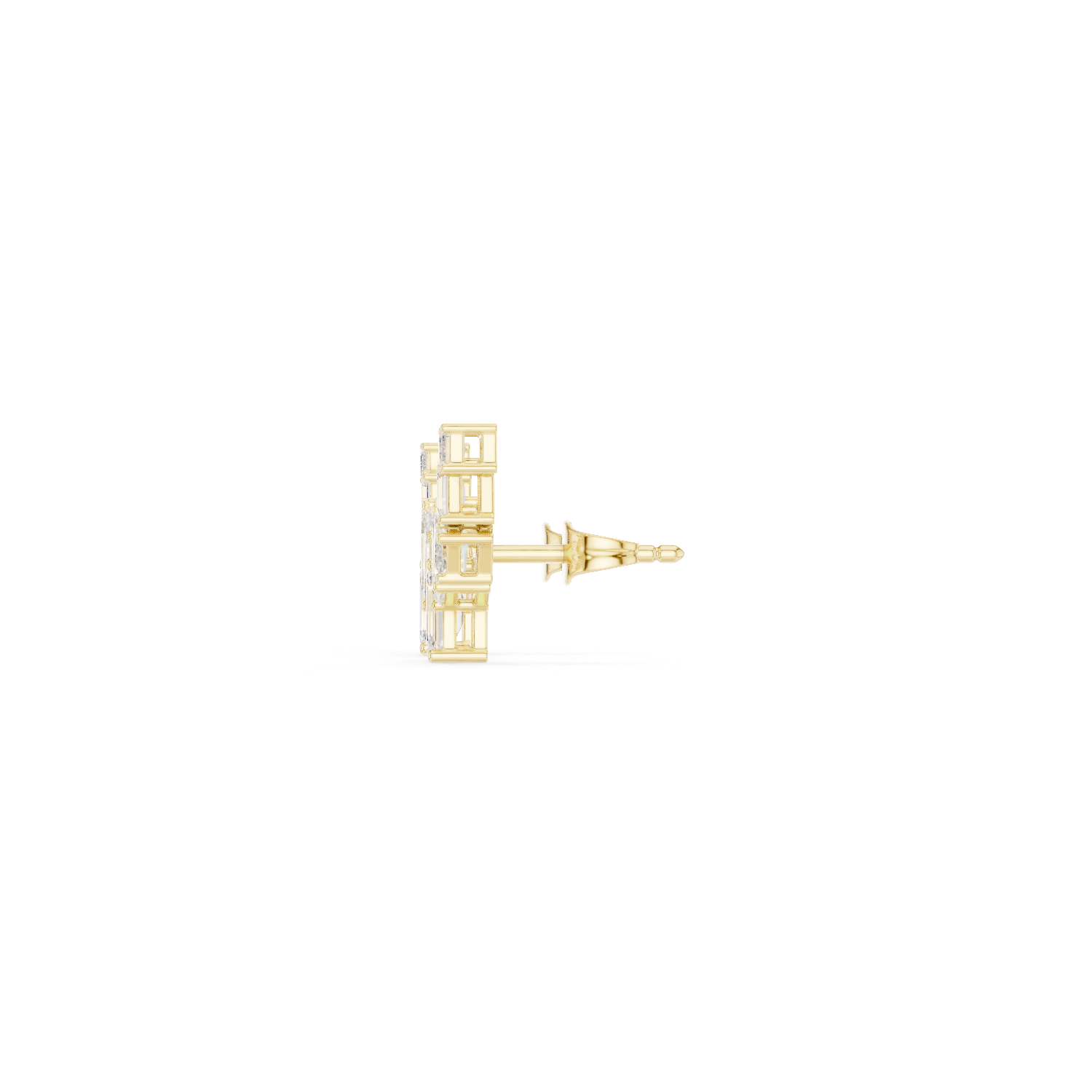 Emerald Cut Lab Grown Diamond Climber Earrings in Yellow Gold
