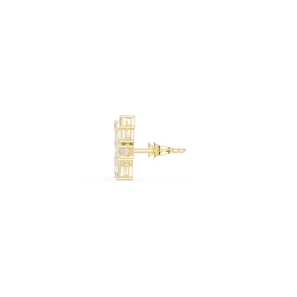 Emerald Cut Lab Grown Diamond Climber Earrings in Yellow Gold