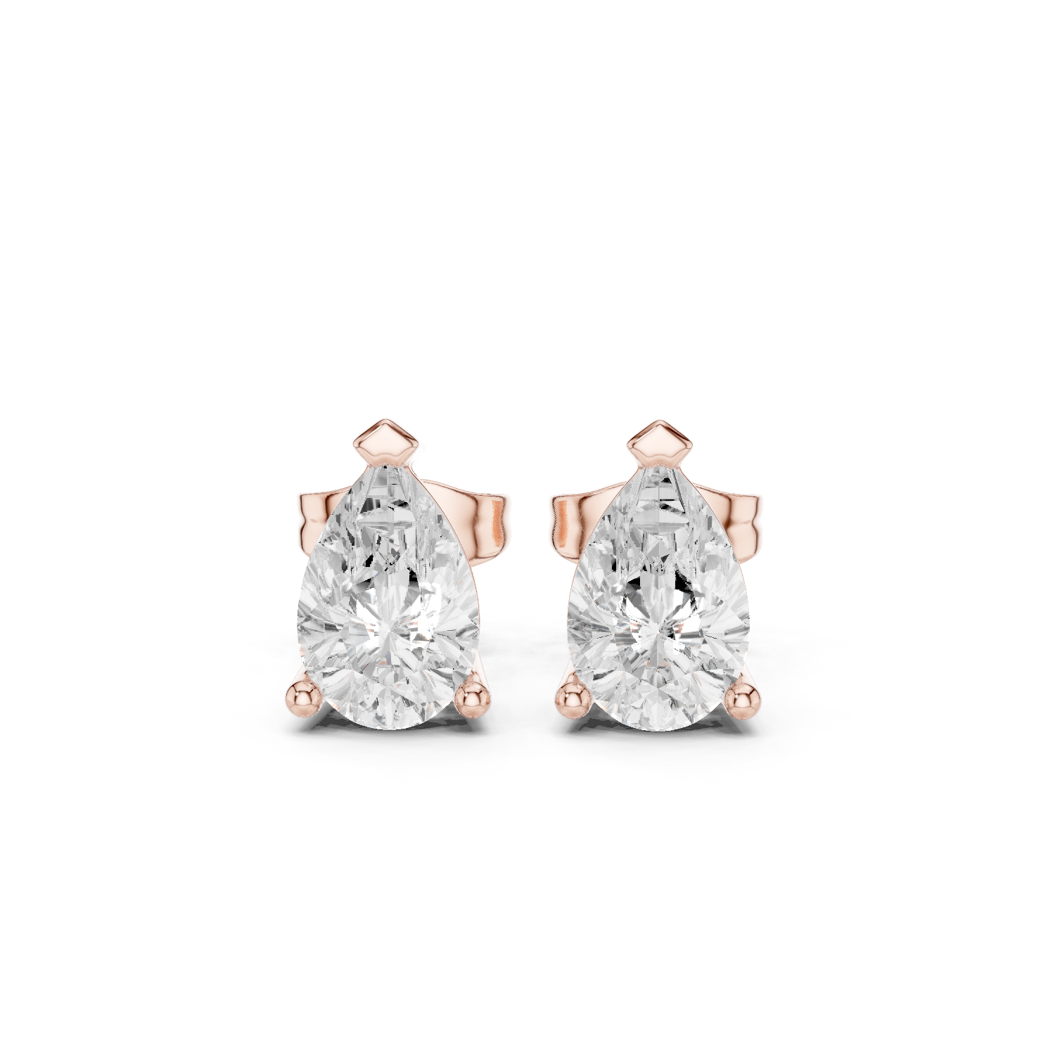 Pear Cut Lab Grown Diamond Stud Earrings in Rose Gold