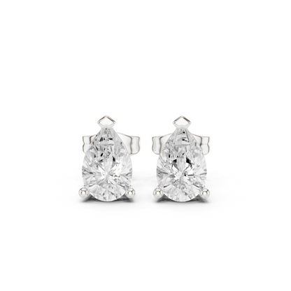 Pear Cut Lab Grown Diamond Stud Earrings in White Gold