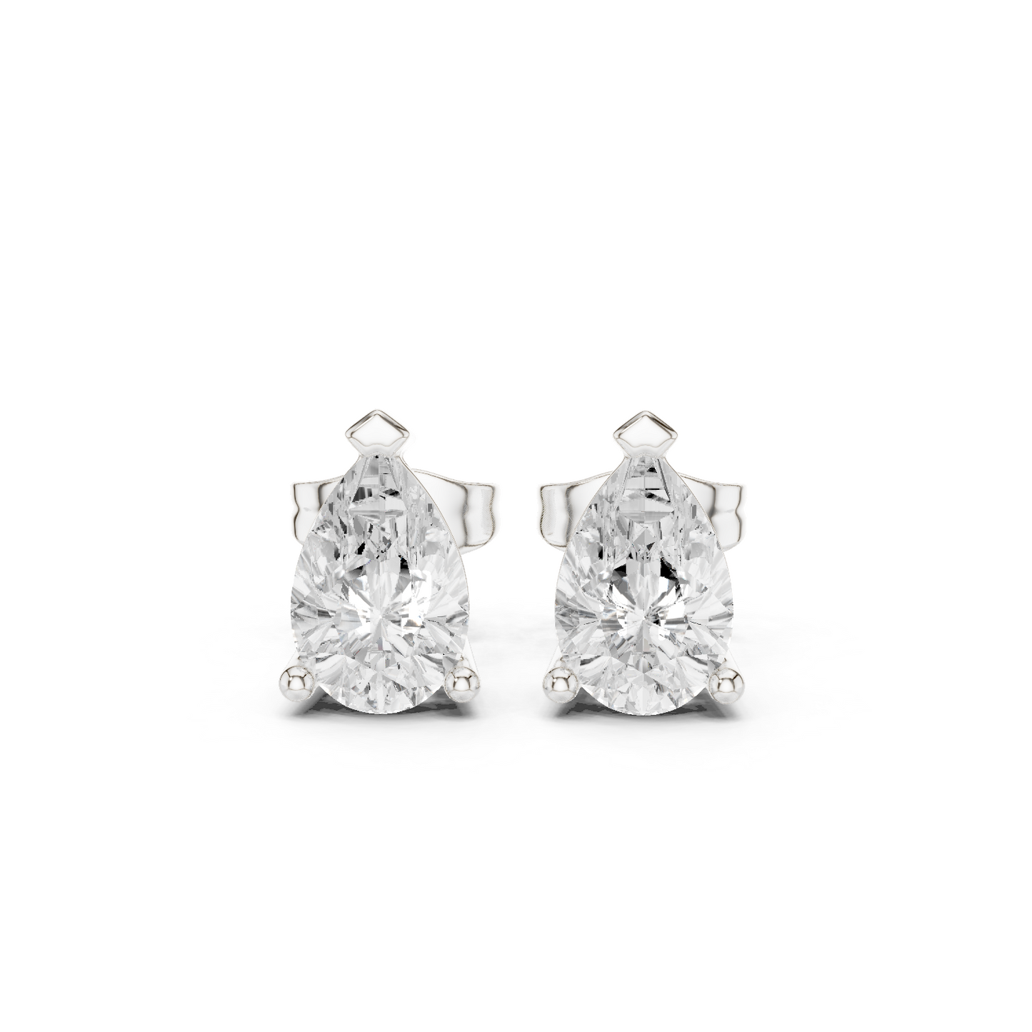 Pear Cut Lab Grown Diamond Stud Earrings in Platinum