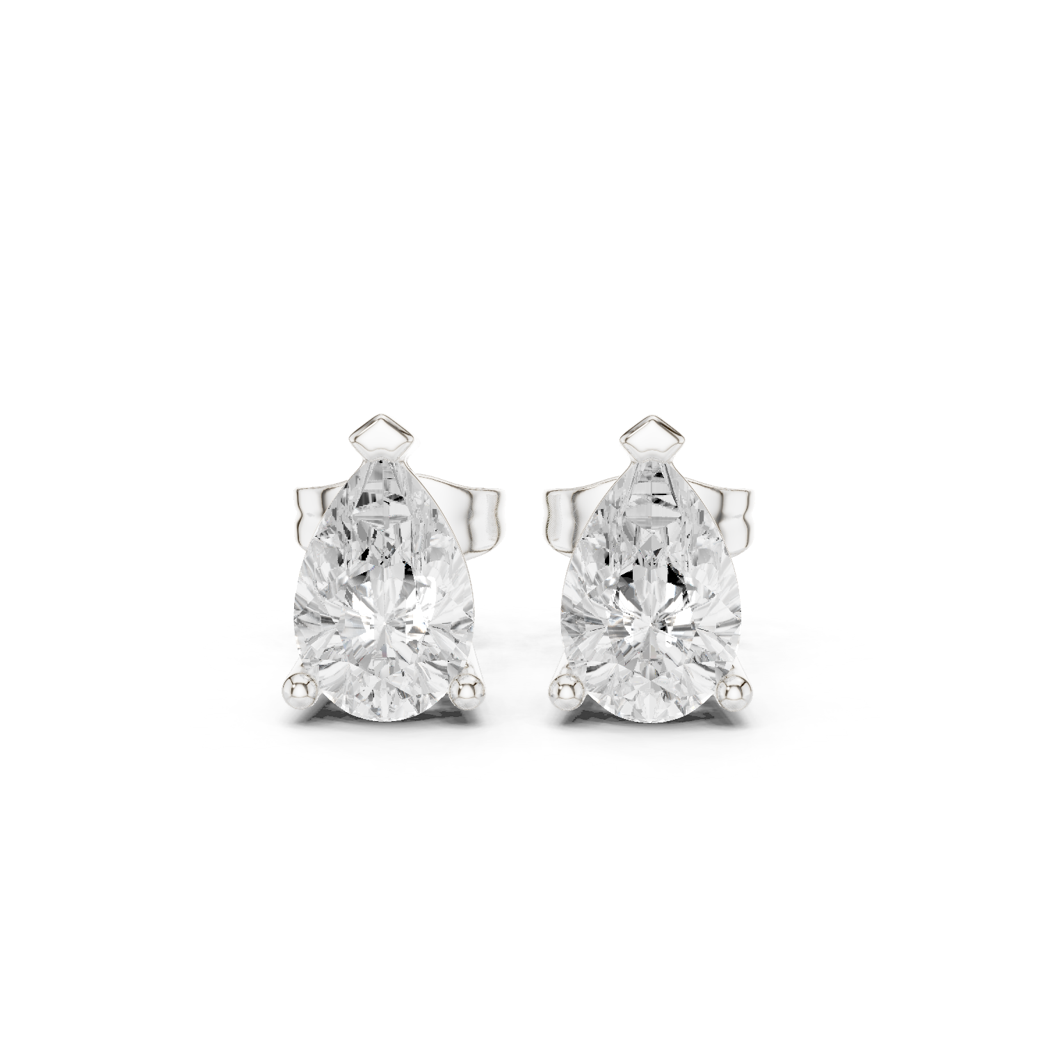 Pear Cut Lab Grown Diamond Stud Earrings in Platinum