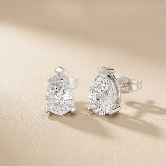Pear Cut Lab Grown Diamond Stud Earrings in Platinum