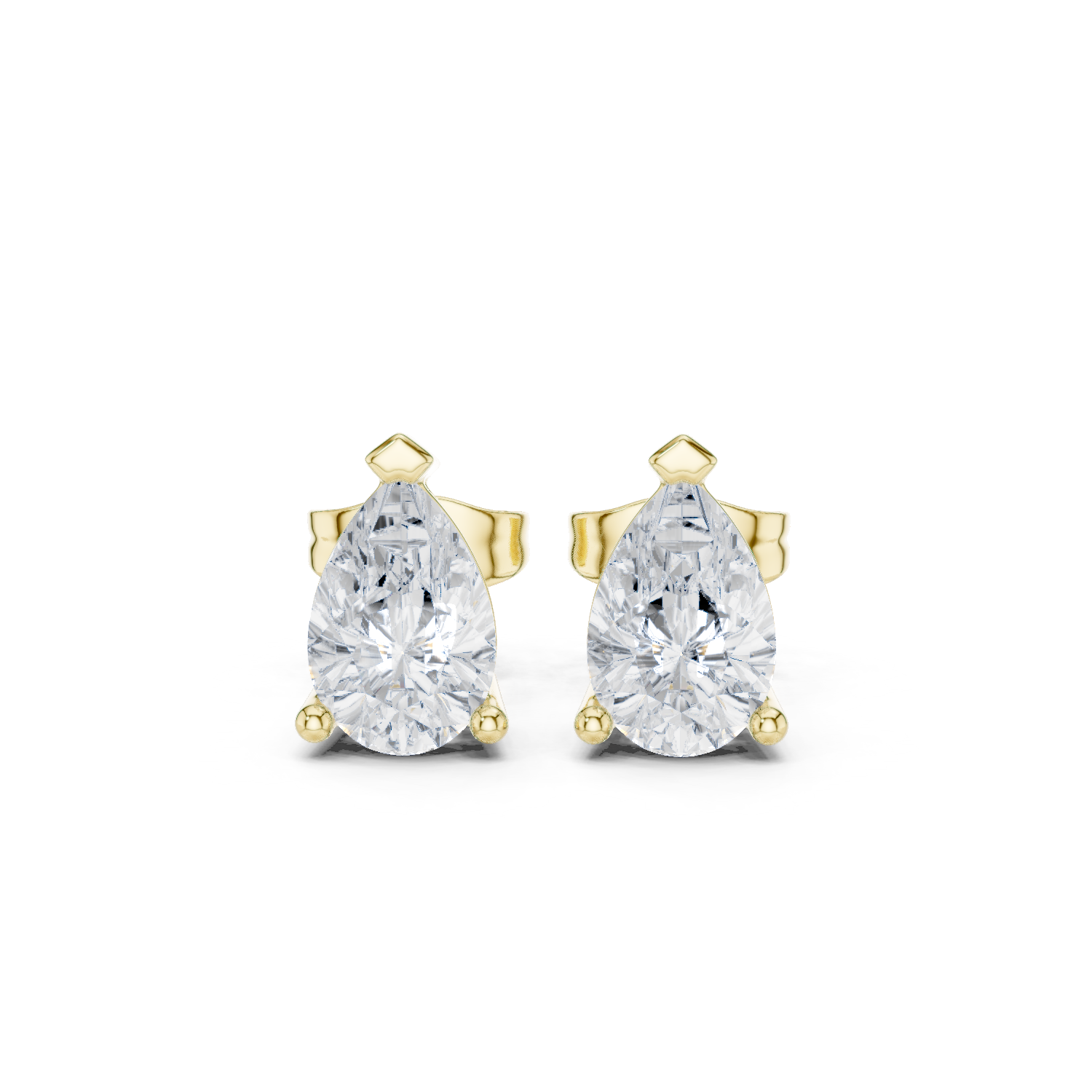 Pear Cut Lab Grown Diamond Stud Earrings in Yellow Gold