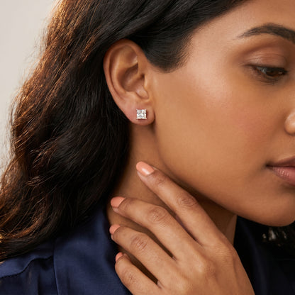Princess Cut Lab Grown Diamond Stud Earrings in Rose Gold