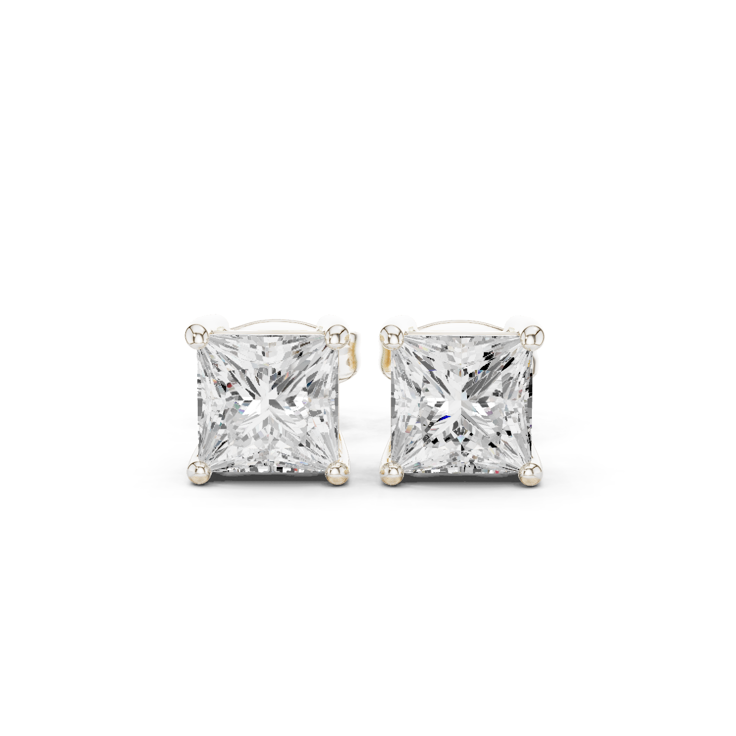 Princess Cut Lab Grown Diamond Stud Earrings in Platinum