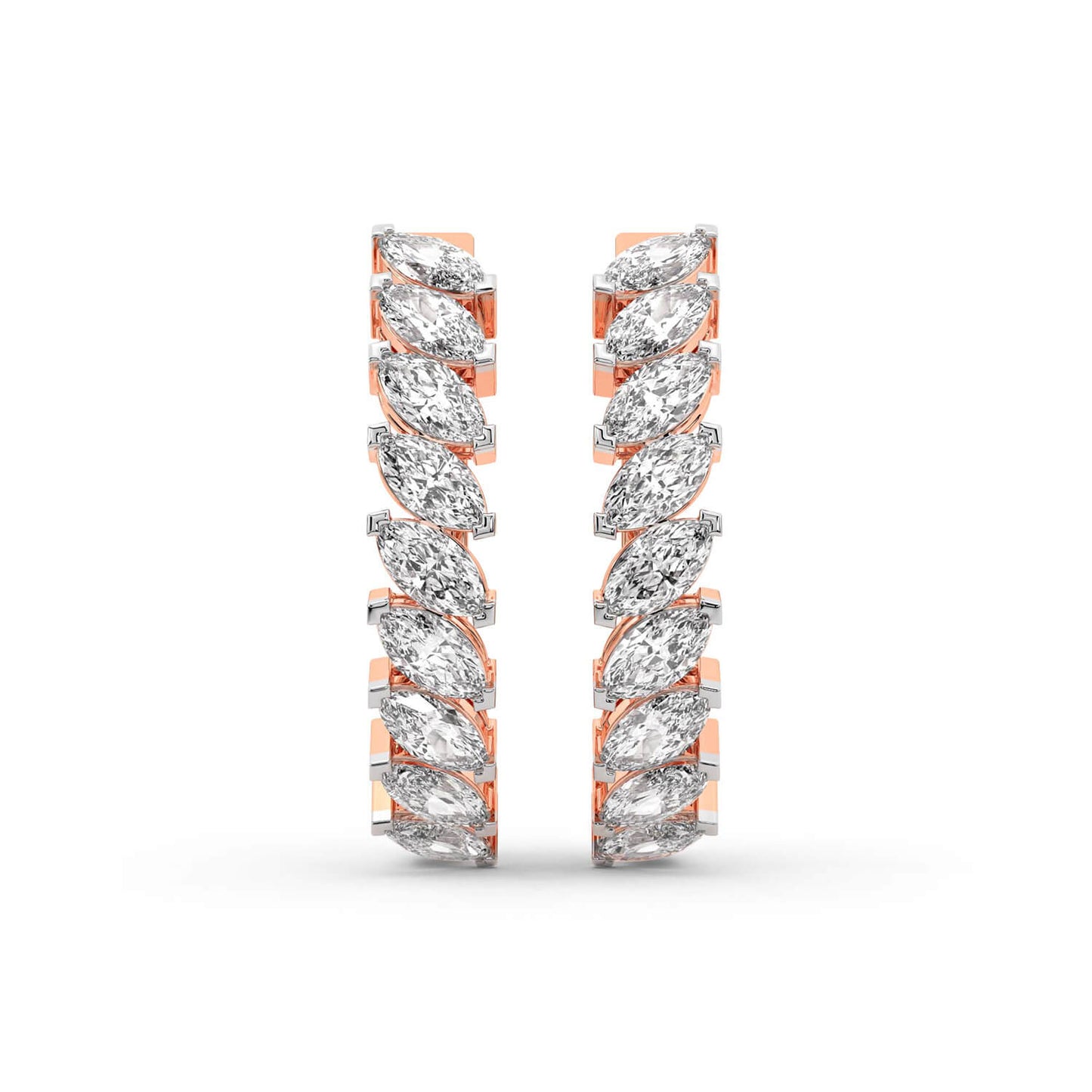 Marquise Cut Lab Grown Diamond Hoop Earrings in Rose Gold
