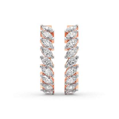 Marquise Cut Lab Grown Diamond Hoop Earrings in Rose Gold