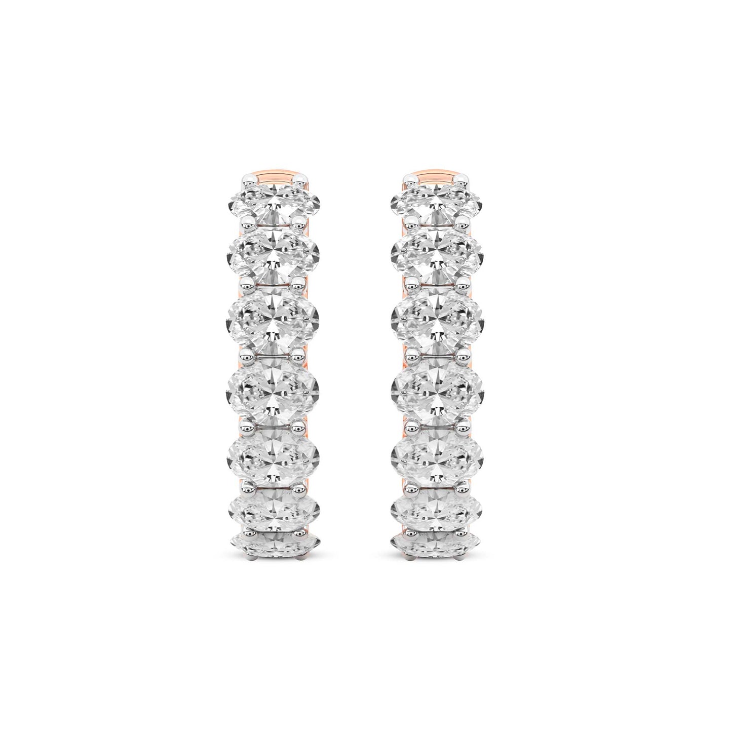 Oval Cut Lab Grown Diamond Hoop Earrings in Rose Gold