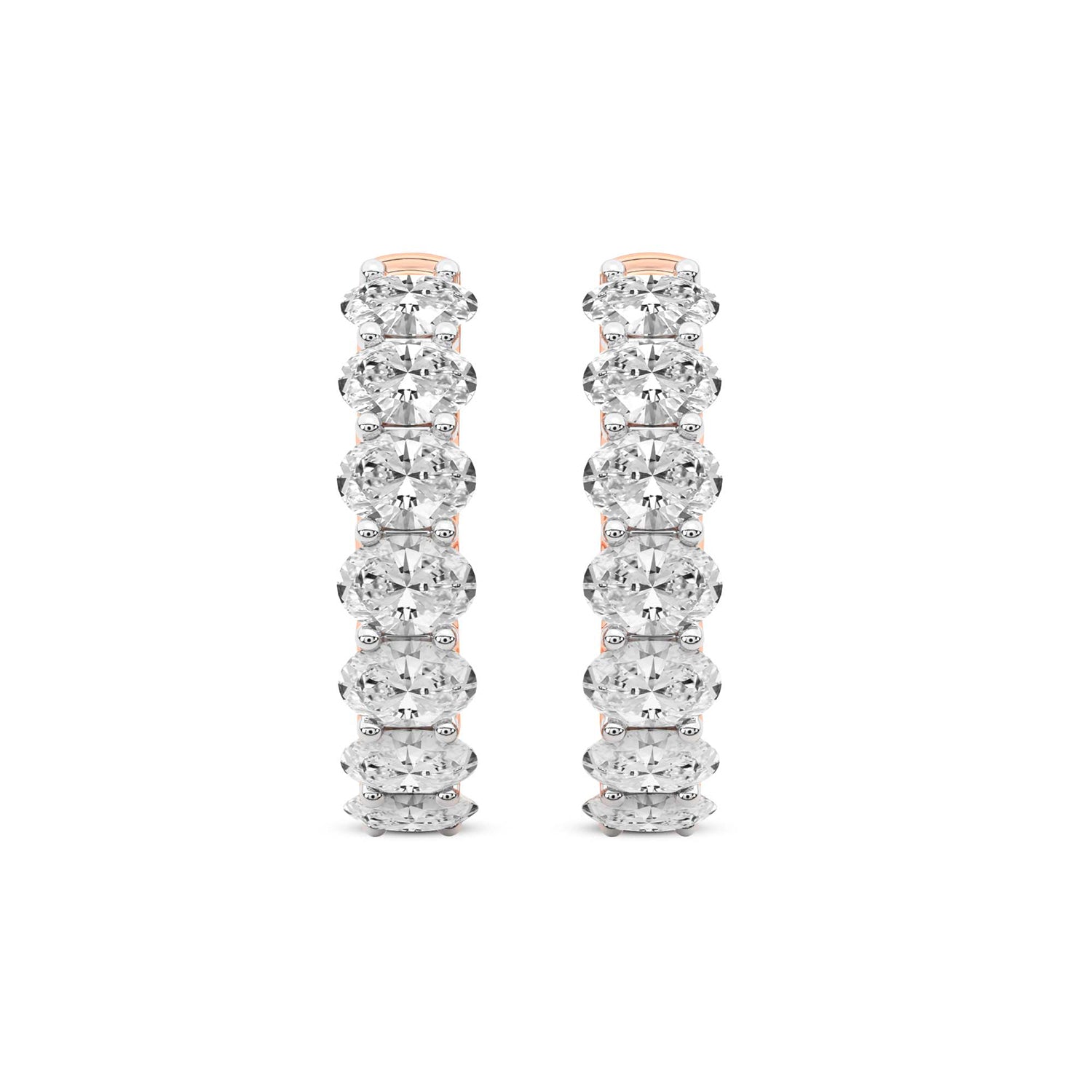 Oval Cut Lab Grown Diamond Hoop Earrings in Rose Gold