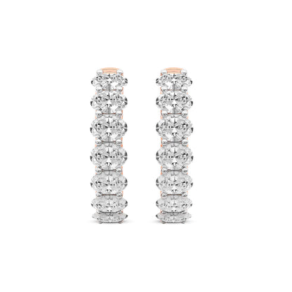 Oval Cut Lab Grown Diamond Hoop Earrings in Rose Gold