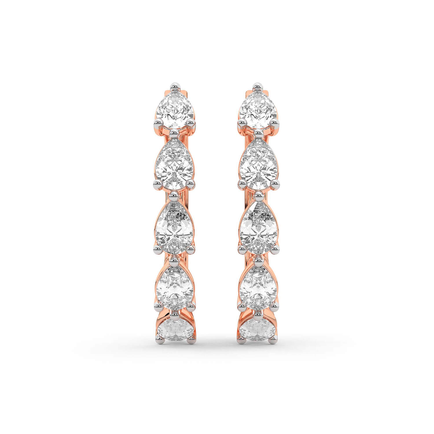 Pear Cut Lab Grown Diamond Hoop Earrings in Rose Gold