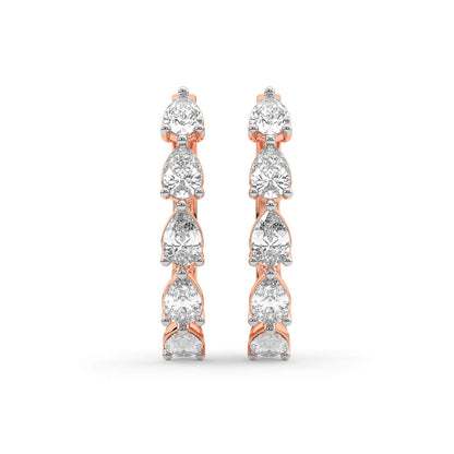 Pear Cut Lab Grown Diamond Hoop Earrings in Rose Gold