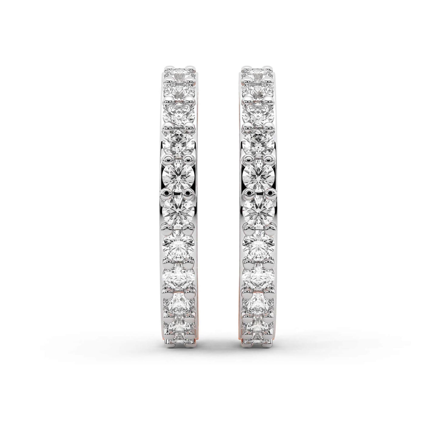 Round Cut Lab Grown Diamond Hoop Earrings in Rose Gold