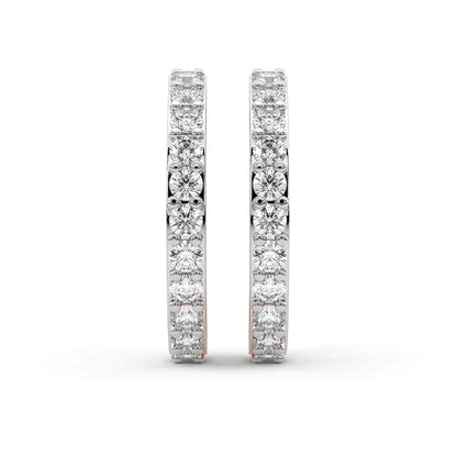 Round Cut Lab Grown Diamond Hoop Earrings in Rose Gold