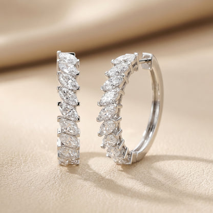 Marquise Cut Lab Grown Diamond Hoop Earrings in Platinum