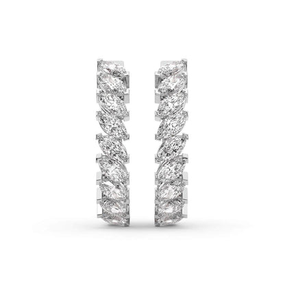 Marquise Cut Lab Grown Diamond Hoop Earrings in White Gold