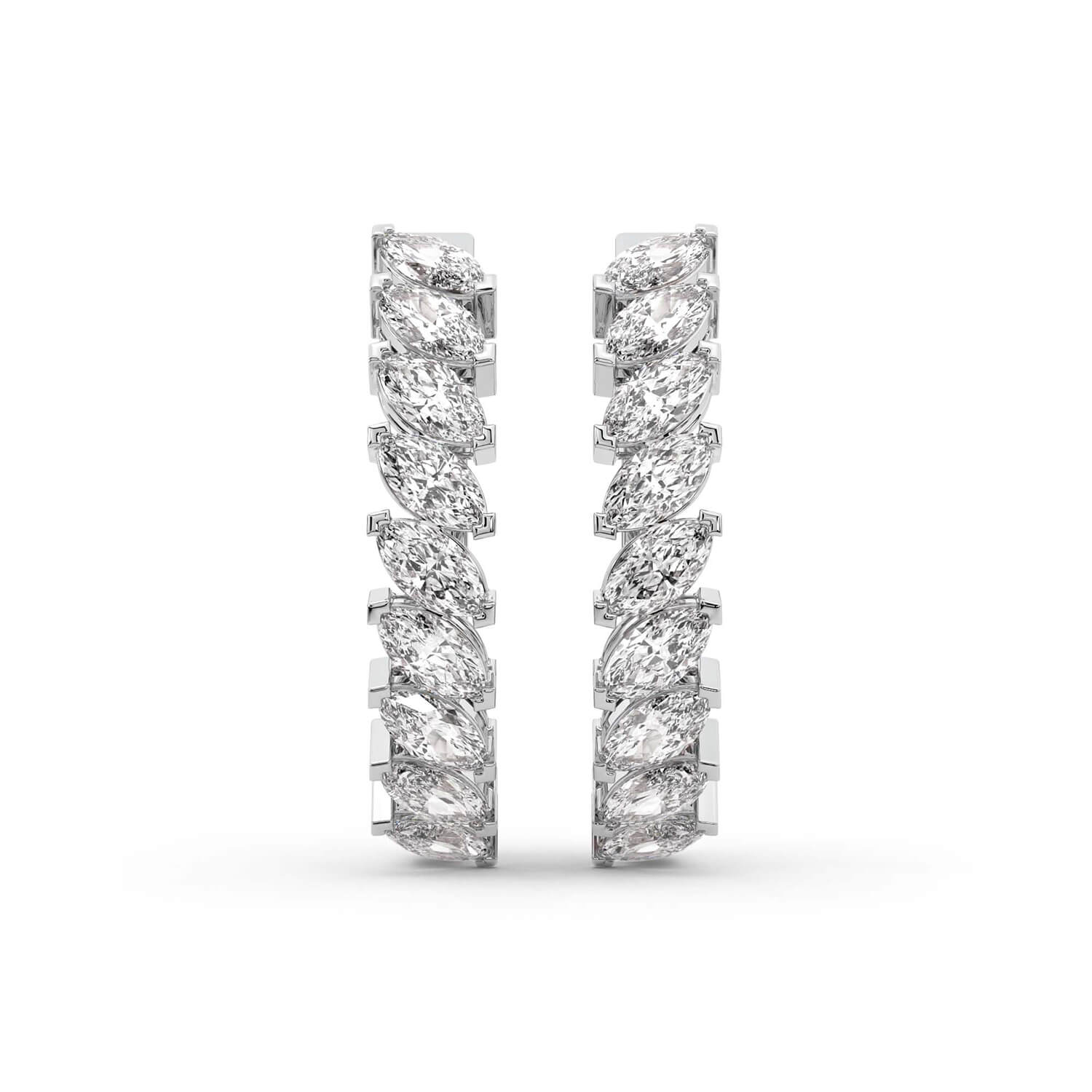 Marquise Cut Lab Grown Diamond Hoop Earrings in Silver
