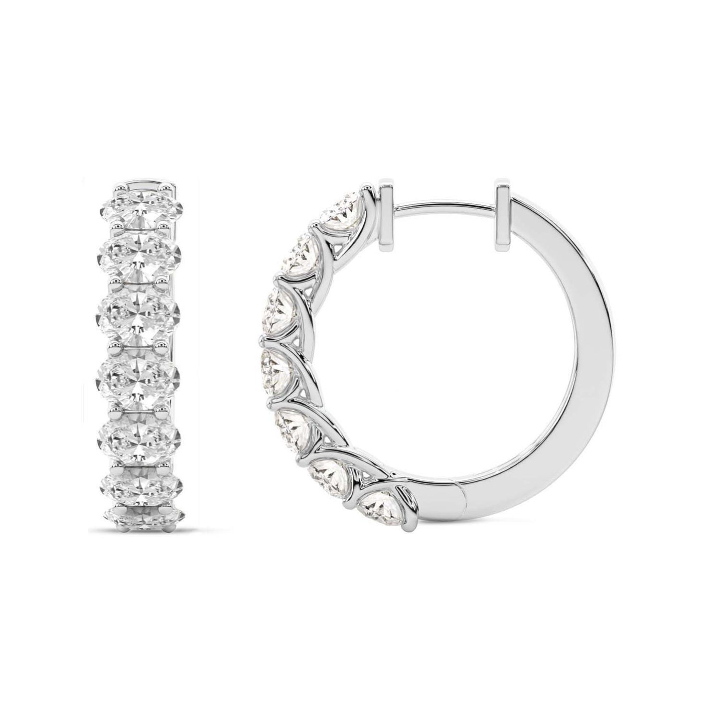Oval Cut Lab Grown Diamond Hoop Earrings in Platinum