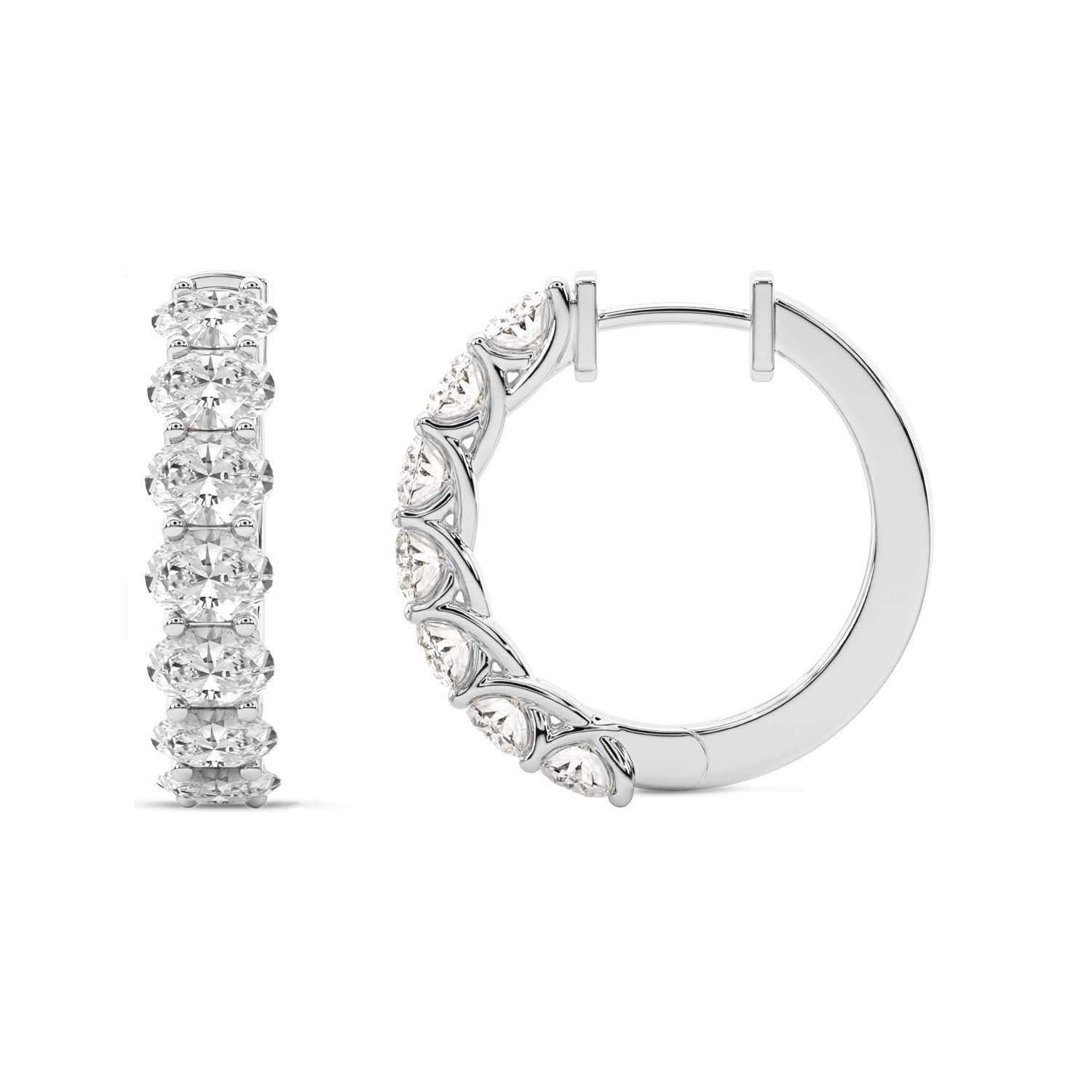 Oval Cut Lab Grown Diamond Hoop Earrings in Platinum