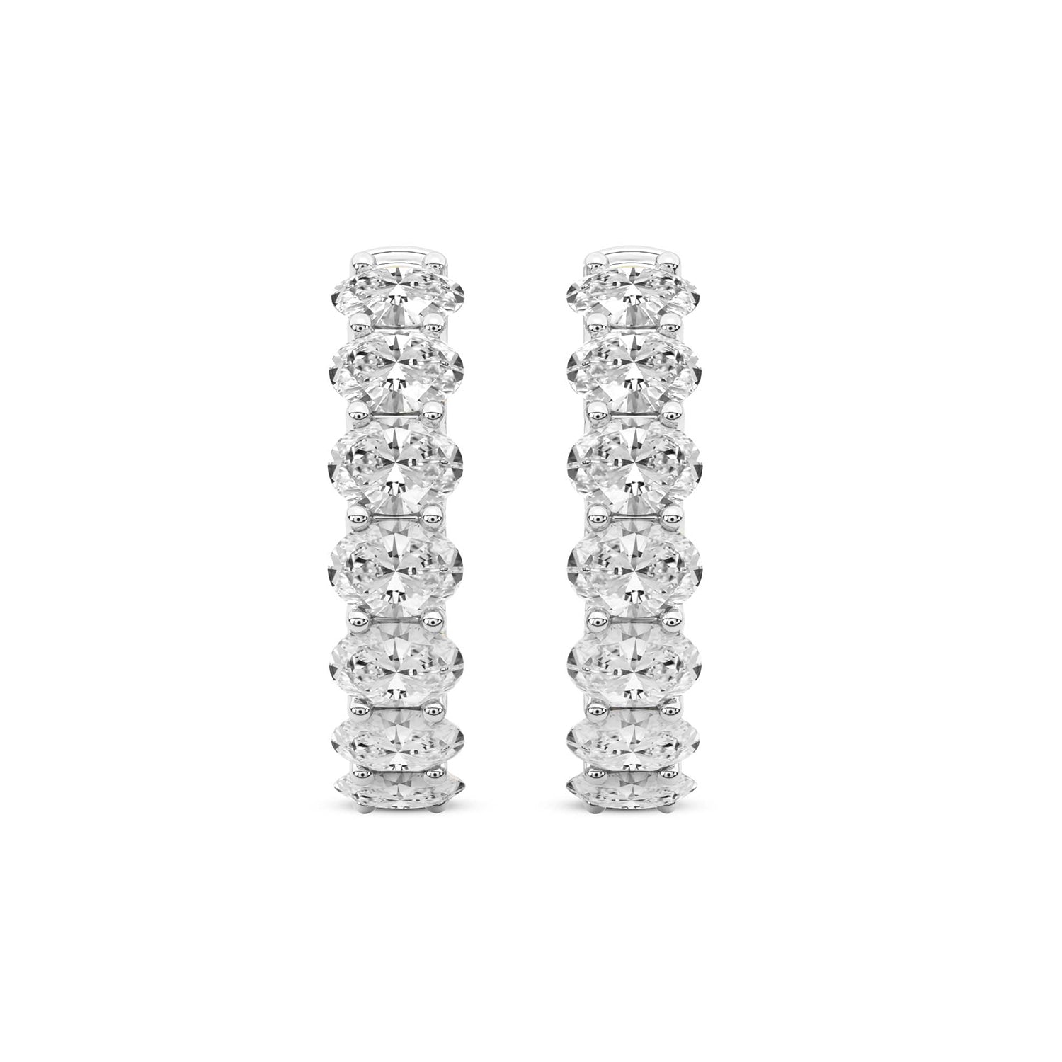 Oval Cut Lab Grown Diamond Hoop Earrings in White Gold