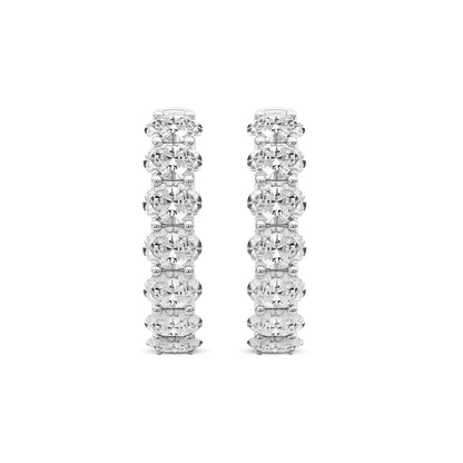 Oval Cut Lab Grown Diamond Hoop Earrings in White Gold