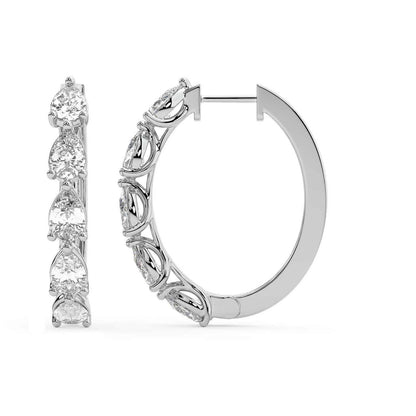 Pear Cut Lab Grown Diamond Hoop Earrings in Platinum