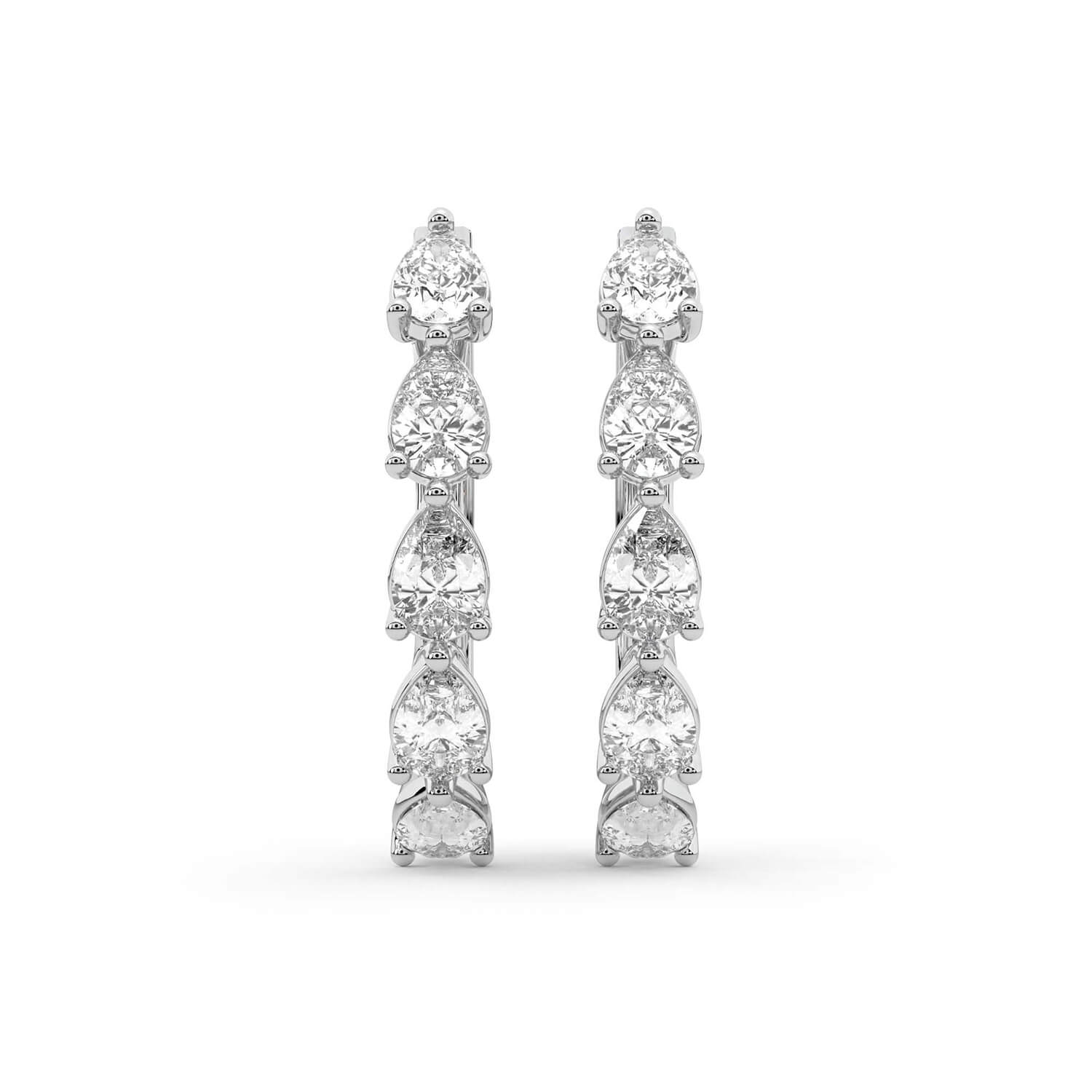 Pear Cut Lab Grown Diamond Hoop Earrings in Platinum